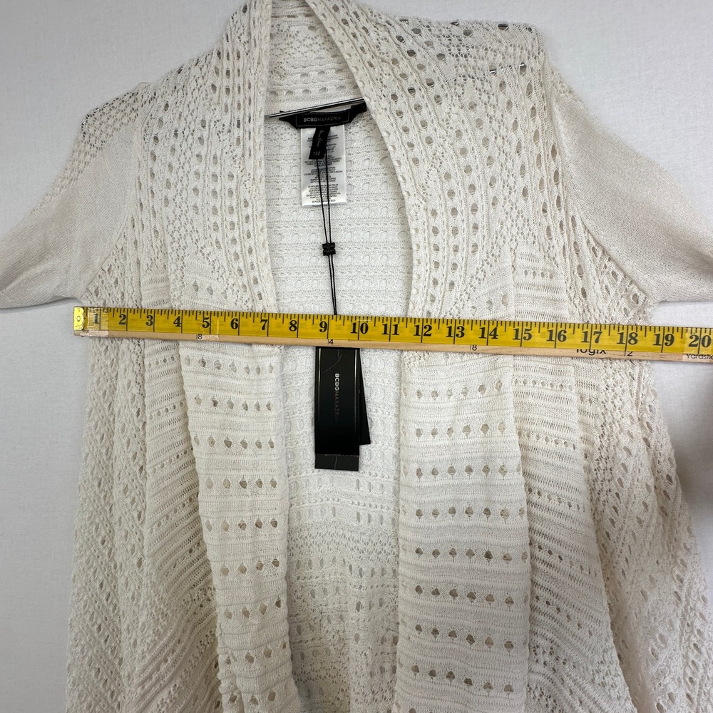 BCBG Max Azria Layla Knit Cardigan Bone Open Front XXS/XS - Picture 2 of 13